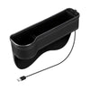 New Car Crevice Storage Box with 2 USB Charger Colorful LED Seat Gap Slit Pocket Seat Organizer Card Phone Bottle Cups Holder