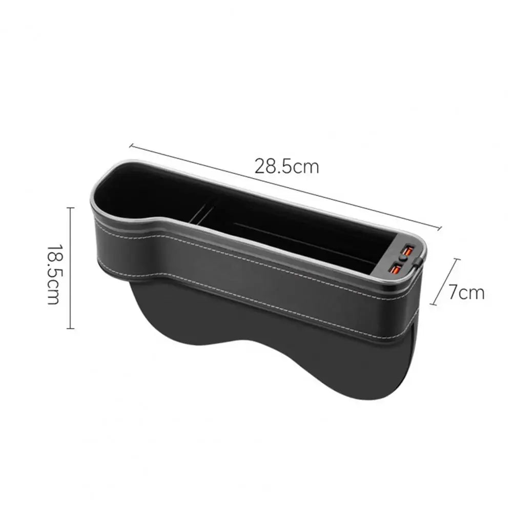 New Car Crevice Storage Box with 2 USB Charger Colorful LED Seat Gap Slit Pocket Seat Organizer Card Phone Bottle Cups Holder