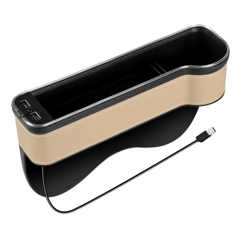 New Car Crevice Storage Box with 2 USB Charger Colorful LED Seat Gap Slit Pocket Seat Organizer Card Phone Bottle Cups Holder